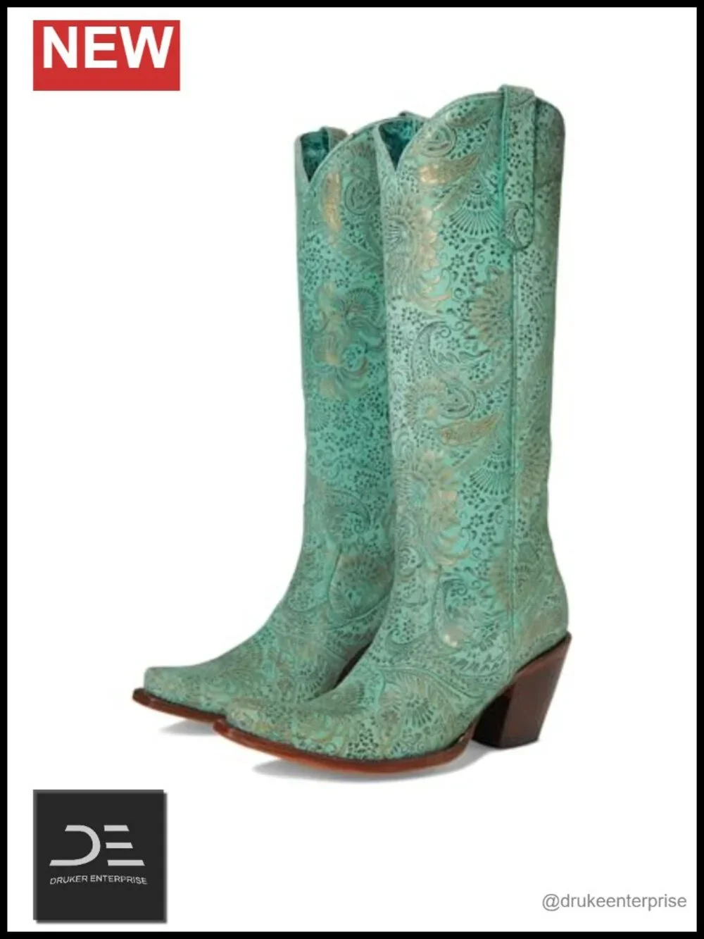 Corral Western Floral Embroidered Snip Toe Pull On Over the Knee Boots